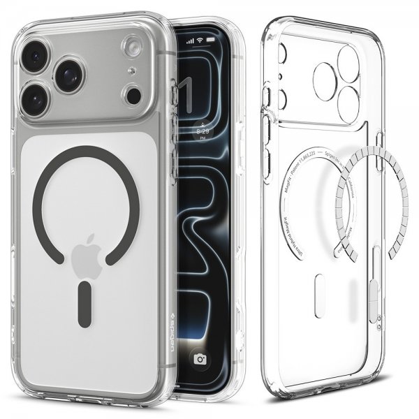 Spigen iPhone 17 Pro Deksel Ultra Hybrid MagFit Clear Graphite