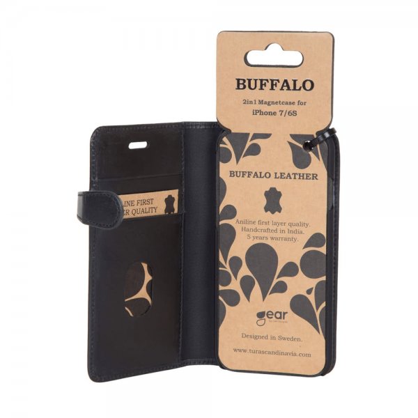 Buffalo iPhone 6/6S/7/8/SE Etui Buffalo Löstagbart Deksel Svart