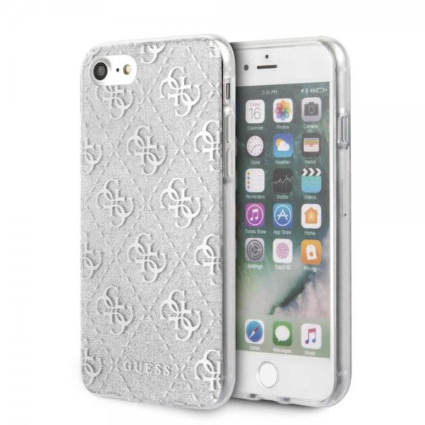 Guess iPhone 7/8/SE Deksel Glitter Cover Peony Sølv