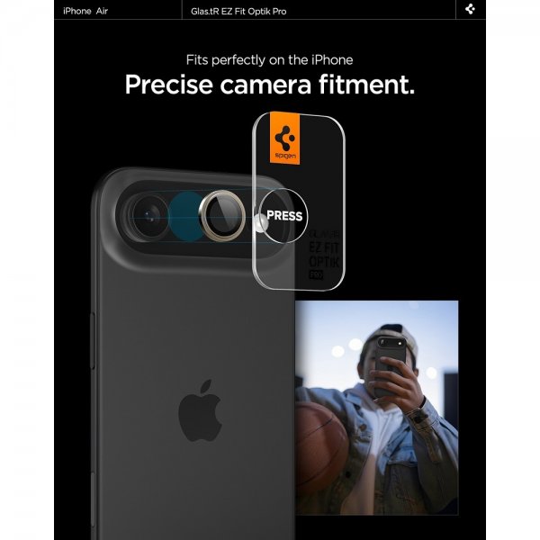 Spigen iPhone Air Kamerabeskytter GLAS.tR EZ Fit Optik Pro 2-pakning Gull
