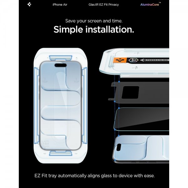 Spigen iPhone Air Skjermbeskytter GLAS.tR EZ Fit Privacy 2-pakning