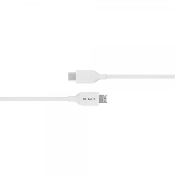 Deltaco Kabel USB-C Cable with Lightning Connector 1m Hvit
