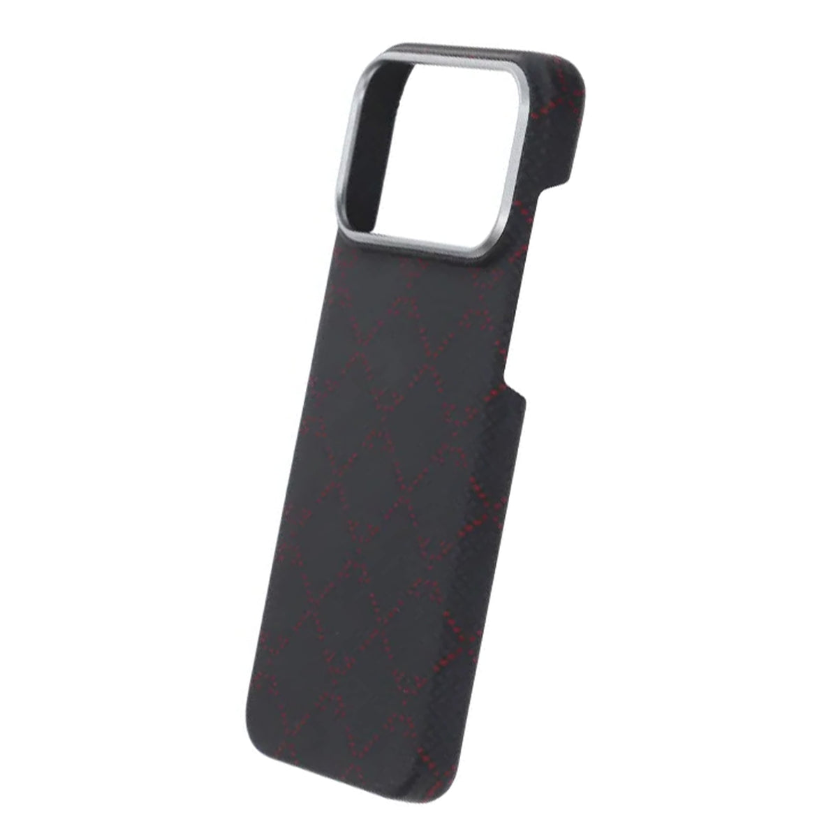 iPhone 17 Pro Max Deksel Kevlar MagSafe Svart-rødt rutemønster