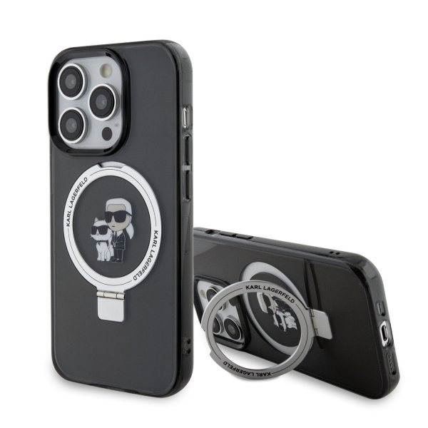 Karl Lagerfeld iPhone 15 Deksel Ring Stand MagSafe Svart