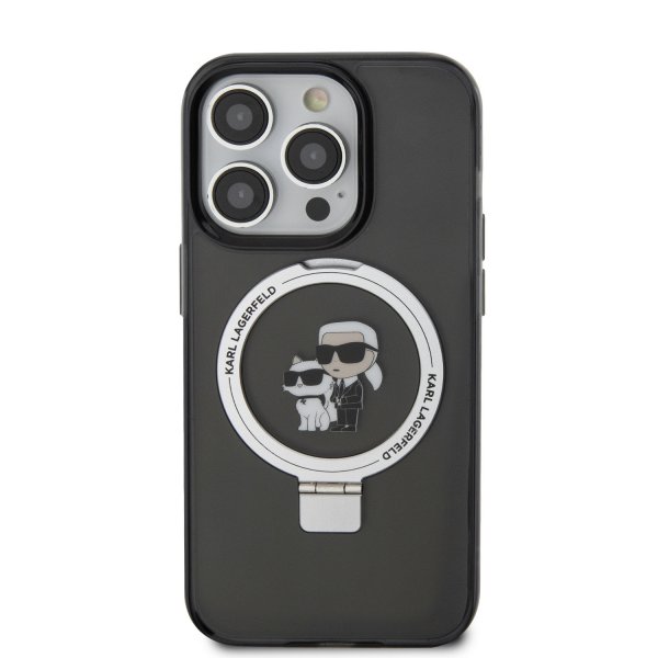 Karl Lagerfeld iPhone 15 Deksel Ring Stand MagSafe Svart