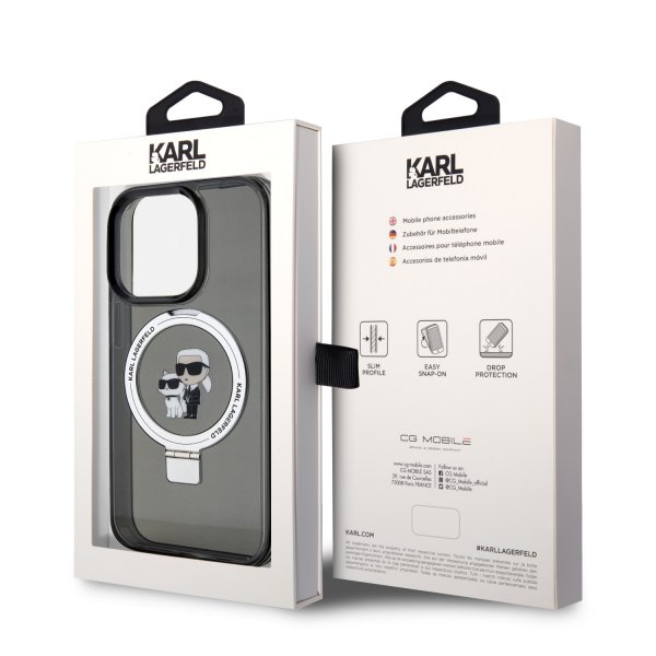Karl Lagerfeld iPhone 15 Deksel Ring Stand MagSafe Svart