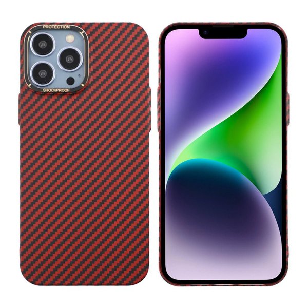 iPhone 13 Pro Max Deksel Karbonfibermønster Rød