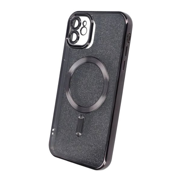 iPhone 12 Deksel Glitter Transparent MagSafe Svart
