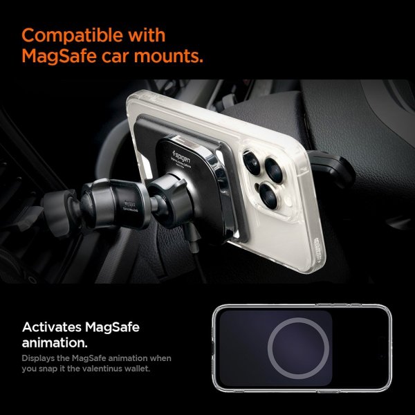 Spigen MagSafe Kortholder Valentinus 3 Cards Holder MagFit+ Svart
