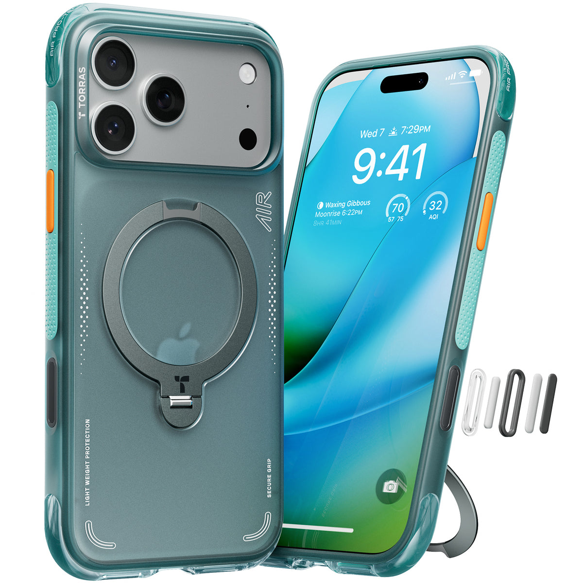 Torras iPhone 17 Pro Deksel Ostand Q3 Air Glacier Sprint