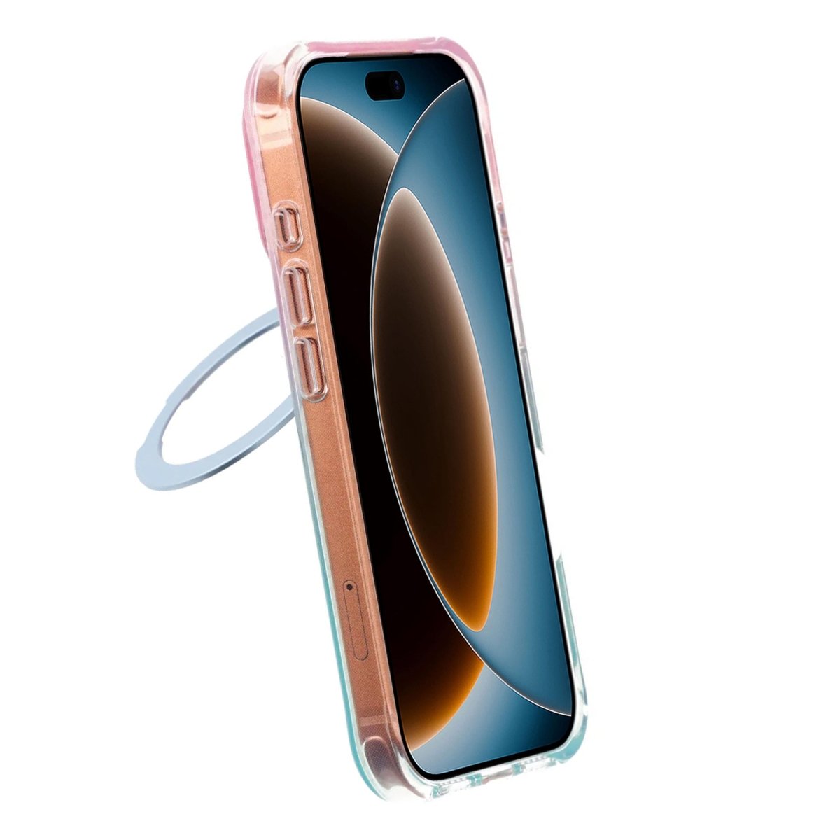 iPhone 17 Pro Max/iPhone 18 Pro Max-deksel med marmorert MagSafe-stativ Blå