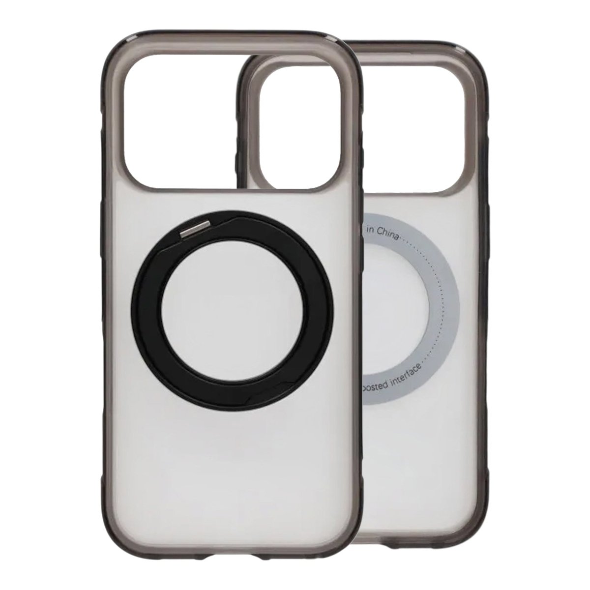 iPhone 17 Pro/iPhone 18 Pro Deksel Matt ringstativ MagSafe Svart