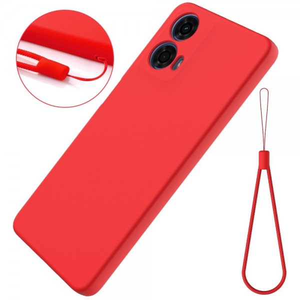 Motorola Moto G24 Power Deksel med Stropp Silikon Rød