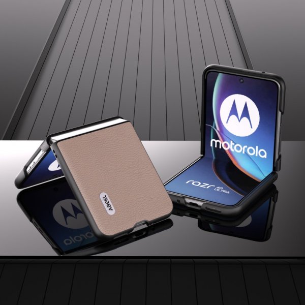 ABEEL Motorola Razr 40 Ultra Deksel Ekte Lær Rosa
