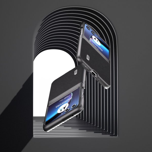 ABEEL Motorola Razr 40 Ultra Deksel Ekte Lær Svart