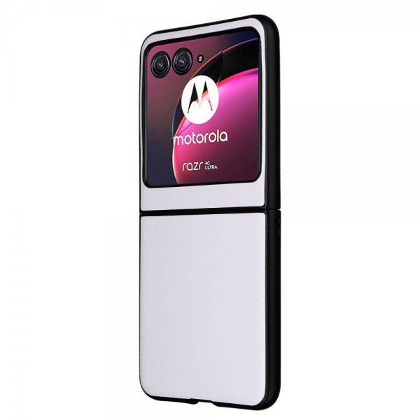 Motorola Razr 40 Ultra Deksel Karbonfibermønster Hvit