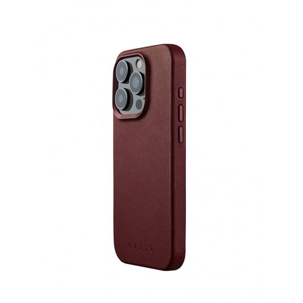 Mujjo iPhone 15 Pro Deksel Full Leather Case MagSafe Burgundy