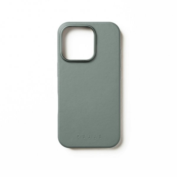Mujjo iPhone 16 Pro Deksel Full Leather Case Green Smoke