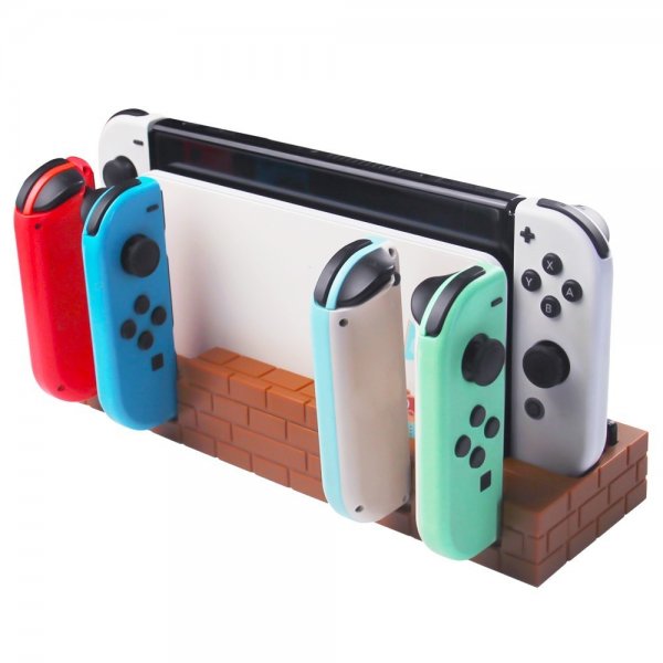 Nintendo Switch ladestasjon for Joy Cons med spilloppbevaring brun