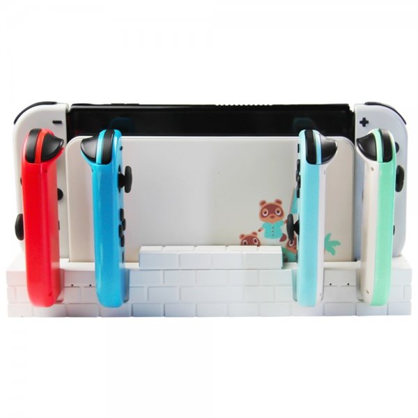 Nintendo Switch laderstasjon for Joy Cons med spilloppbevaring hvit