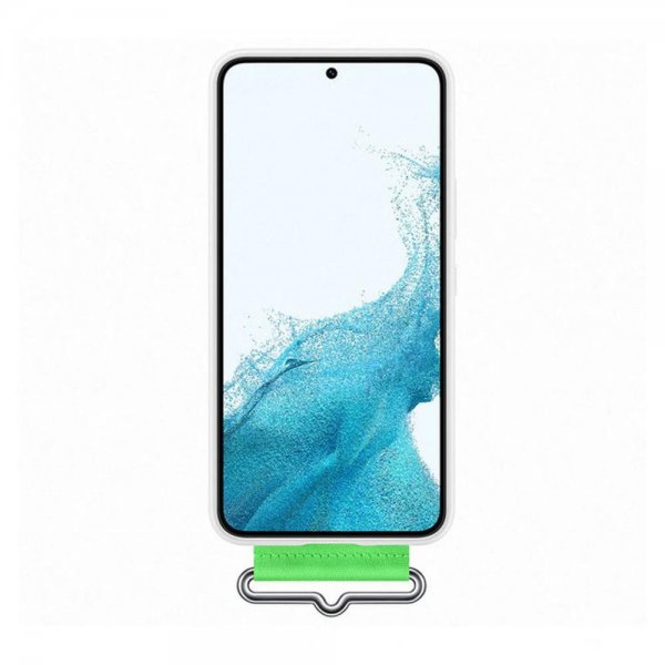 Samsung Original Galaxy S22 Plus Deksel Silicone Cover with Strap Hvit