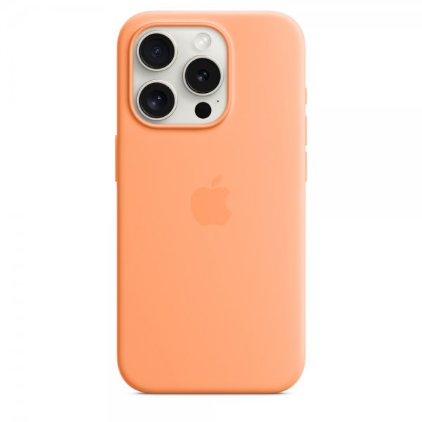 Apple Original iPhone 15 Pro Deksel Silikon MagSafe Apelsinsorbet