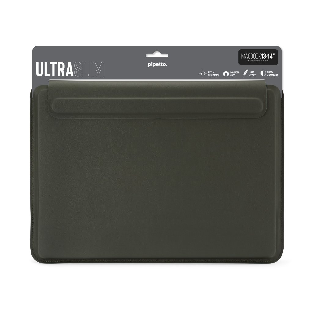 Pipetto Ultra Slim Sleeve for bærbar PC 13/14" mørkegrønn
