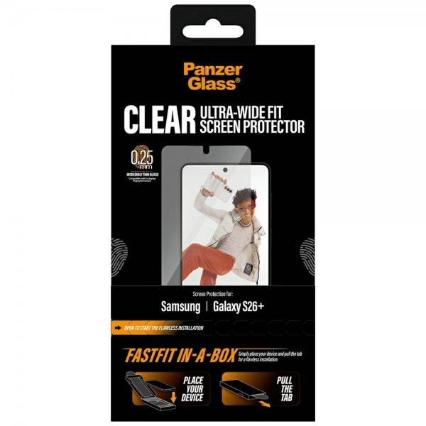 PanzerGlass Samsung Galaxy S26 Plus Skjermbeskytter Fastfit In-a-Box