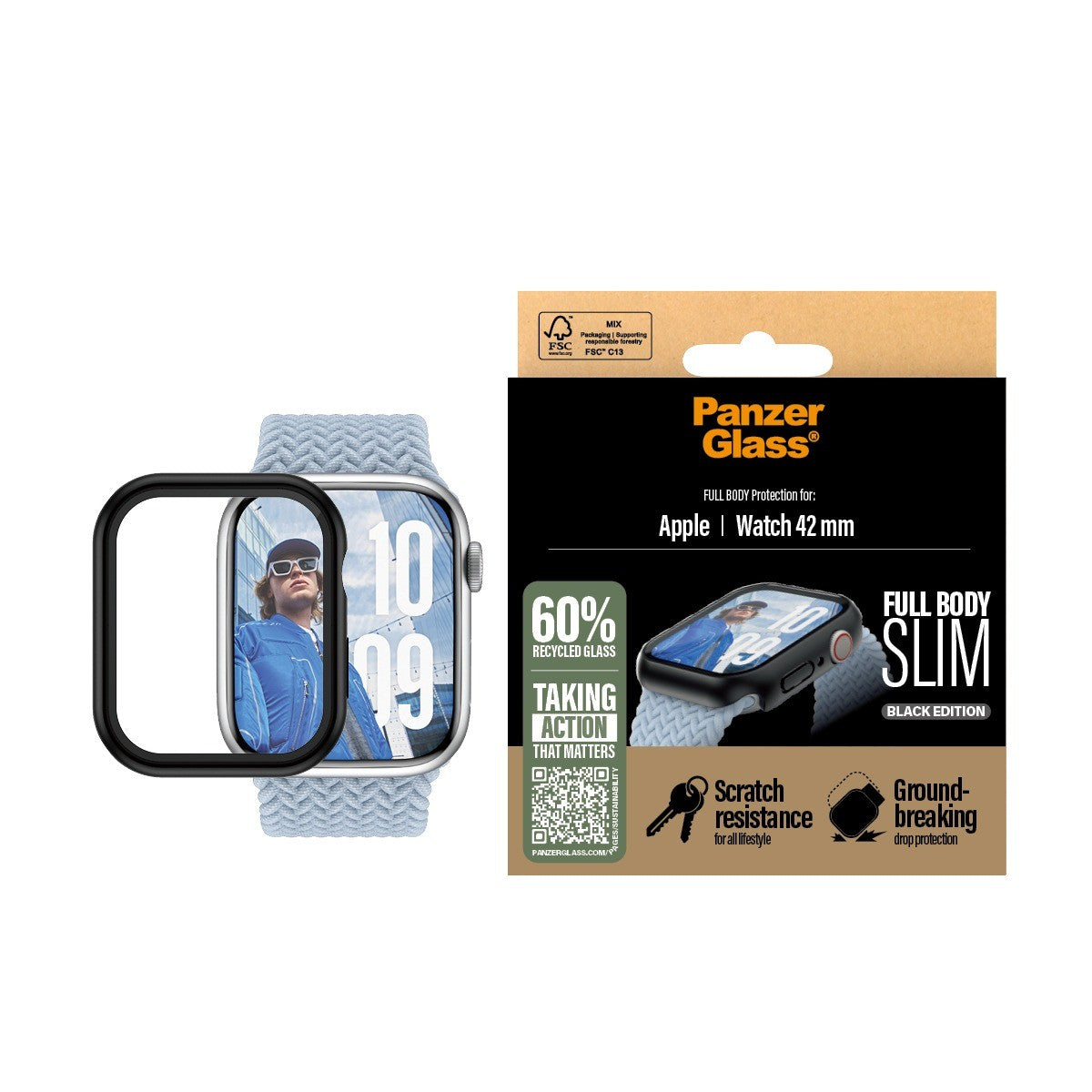 PanzerGlass Apple Watch 42mm (Series 10/11) Deksel med Skjermbeskytter Full Body Svart