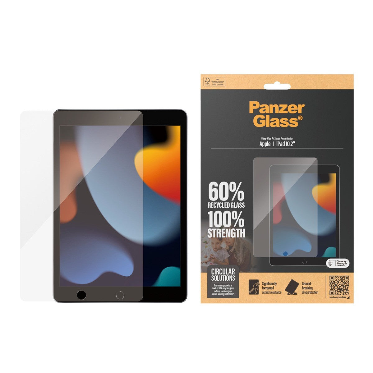 PanzerGlass iPad 10.2 (gen 7/8/9) Skjermbeskytter Ultra-Wide Fit