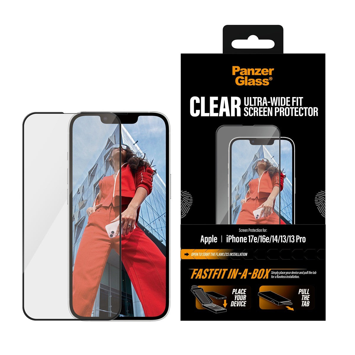PanzerGlass iPhone 13/13 Pro/14/16e/17e Skjermbeskytter Ultra-Wide Fit Fastfit