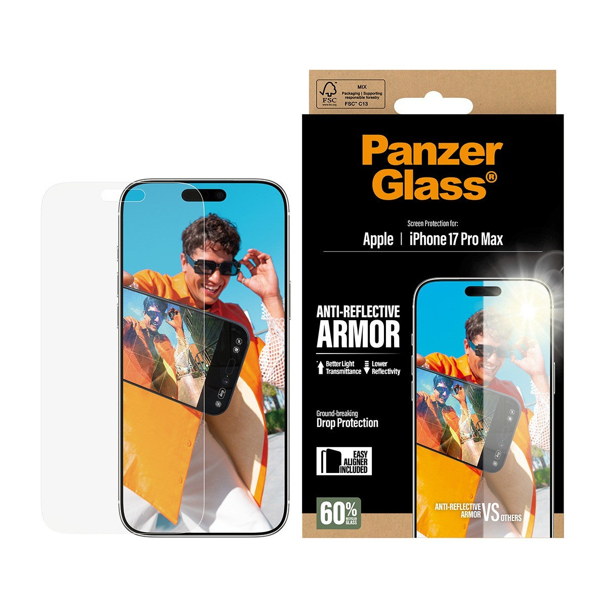 PanzerGlass iPhone 17 Pro Max Skjermbeskytter Ultra-Wide Fit Anti-reflective EasyAligner
