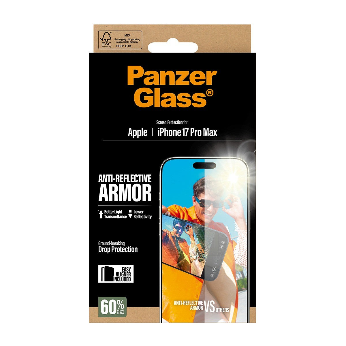 PanzerGlass iPhone 17 Pro Max Skjermbeskytter Ultra-Wide Fit Anti-reflective EasyAligner