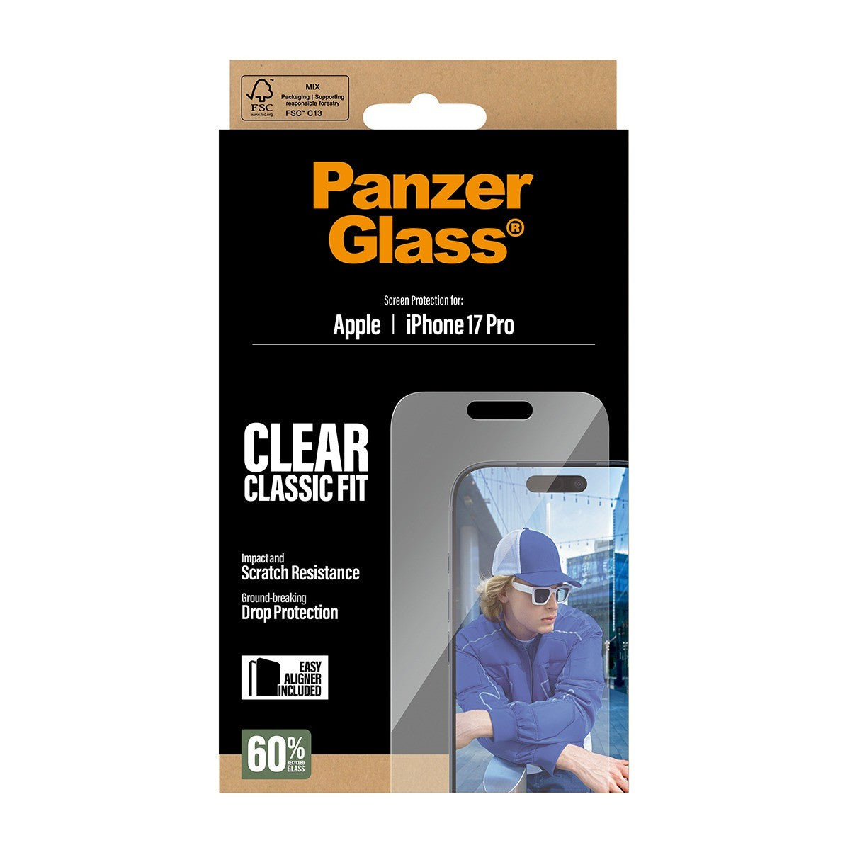 PanzerGlass iPhone 17 Pro Skjermbeskytter Classic Fit EasyAligner