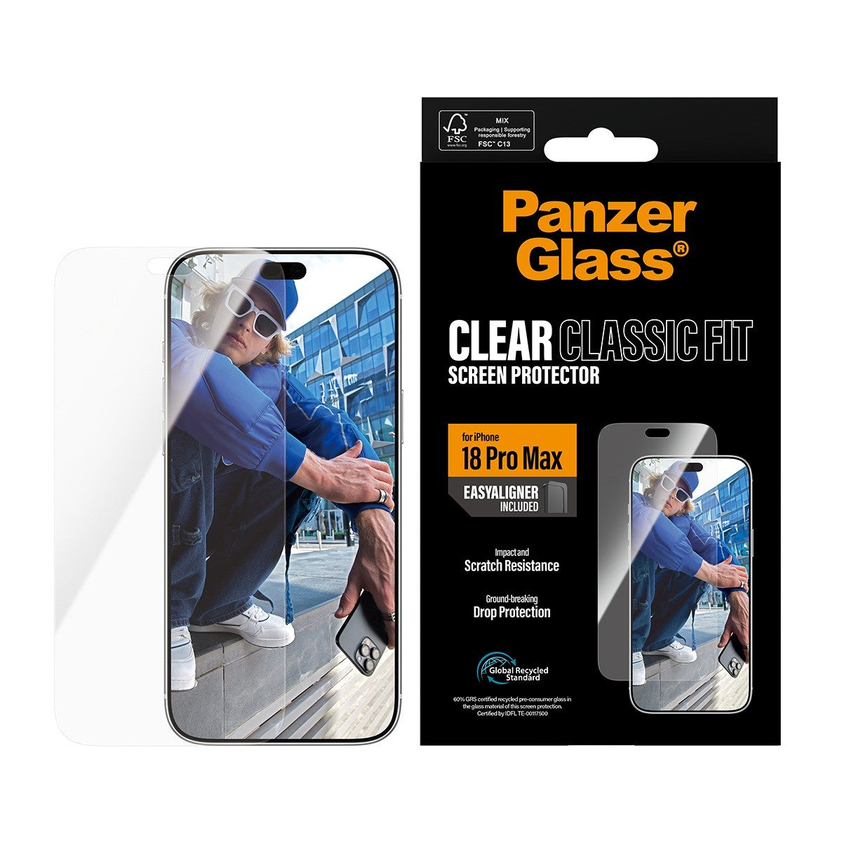 PanzerGlass iPhone 18 Pro Max Skjermbeskytter Classic Fit EasyAligner