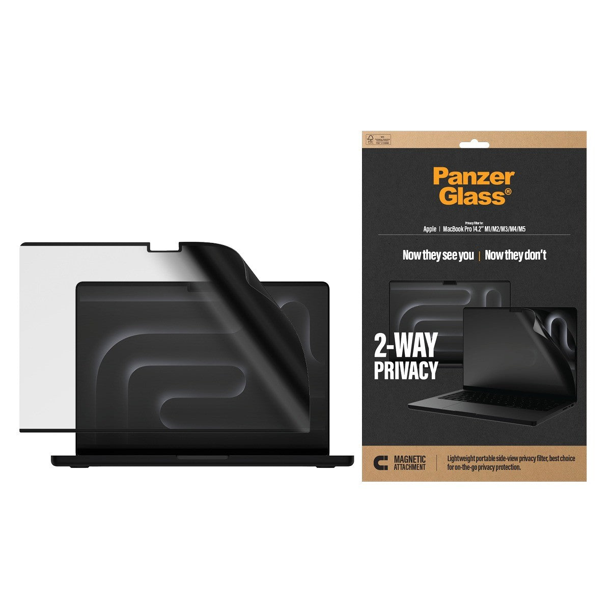 PanzerGlass MacBook Pro 14 M1-M5 Skjermbeskytter Magnetic 2-Way Privacy Film