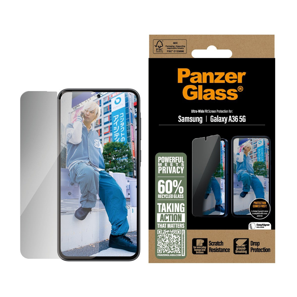 PanzerGlass Samsung Galaxy A36 Skjermbeskytter Ultra-Wide Fit Privacy Fastfit
