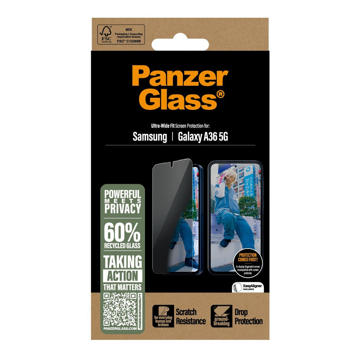PanzerGlass Samsung Galaxy A36 Skjermbeskytter Ultra-Wide Fit Privacy Fastfit