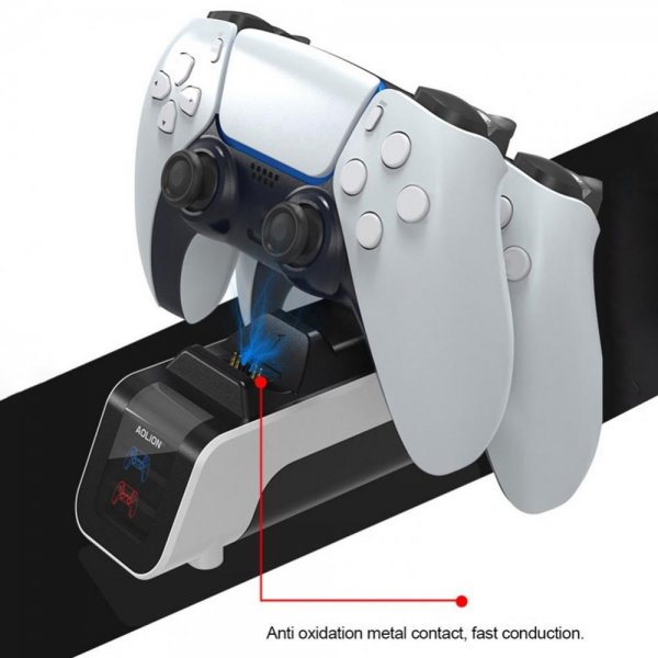 Aolion PlayStation 5 DualSense Kontroll Dobbel Laderstasjon