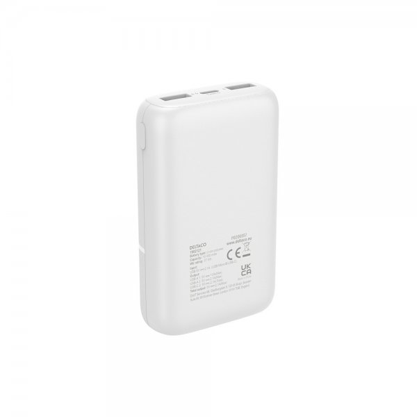 Deltaco Powerbank 10 000 mAh Hvit