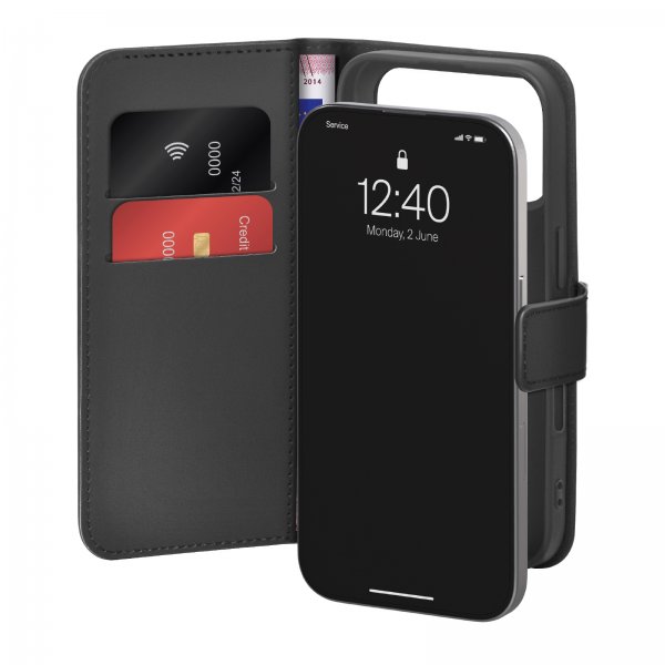 Puro iPhone 18 Pro Max Etui Wallet Stand Svart
