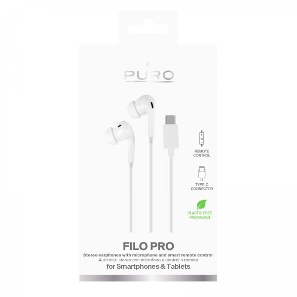 Puro Kablede Hodetelefoner Filo Pro USB-C Hvit
