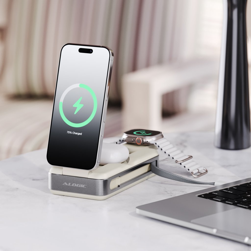Alogic Powerbank Roam 21 000mAh 6-in-1 Qi2 100W USB-C Svart