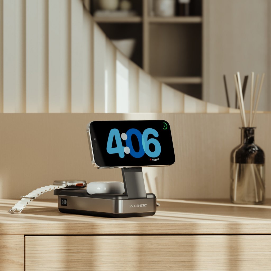 Alogic Powerbank Roam 21 000mAh 6-in-1 Qi2 100W USB-C Svart