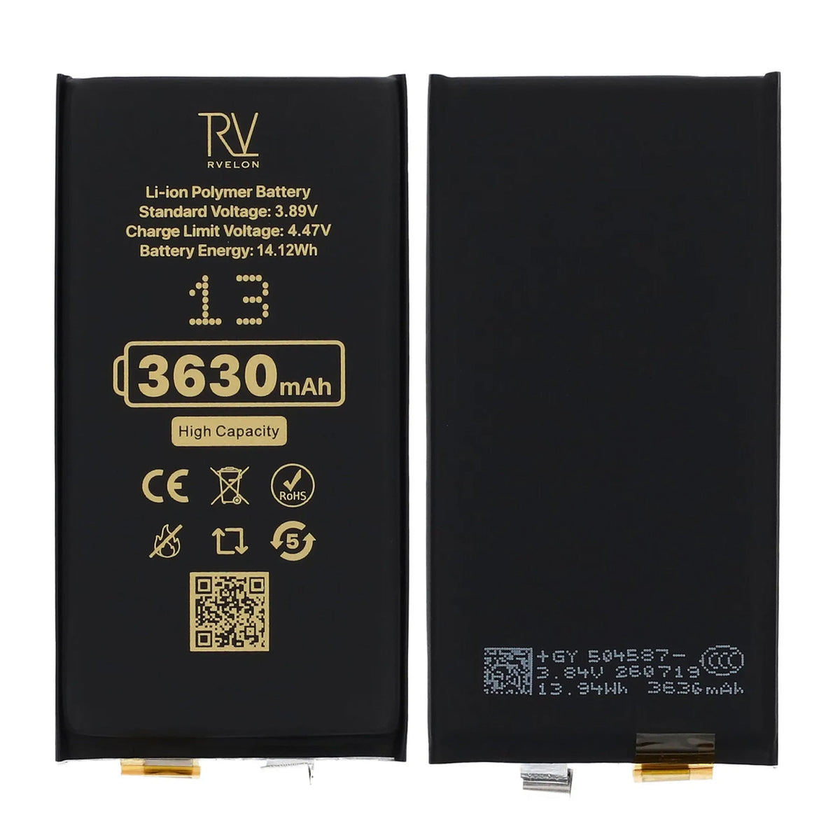 Rvelon Batteri til iPhone 13 3630mAh uten flekskabel