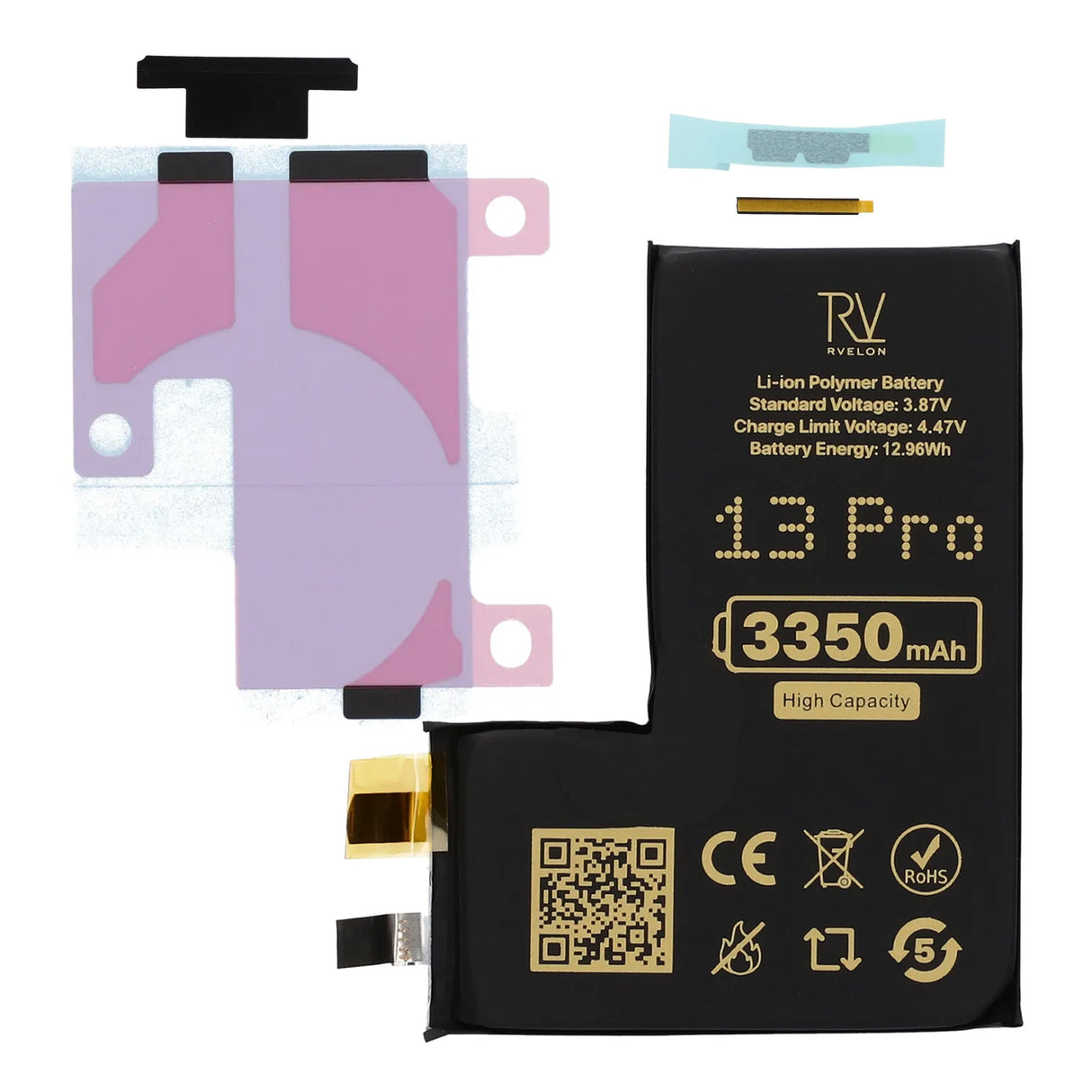 Rvelon Batteri til iPhone 13 Pro 3350mAh uten flexkabel