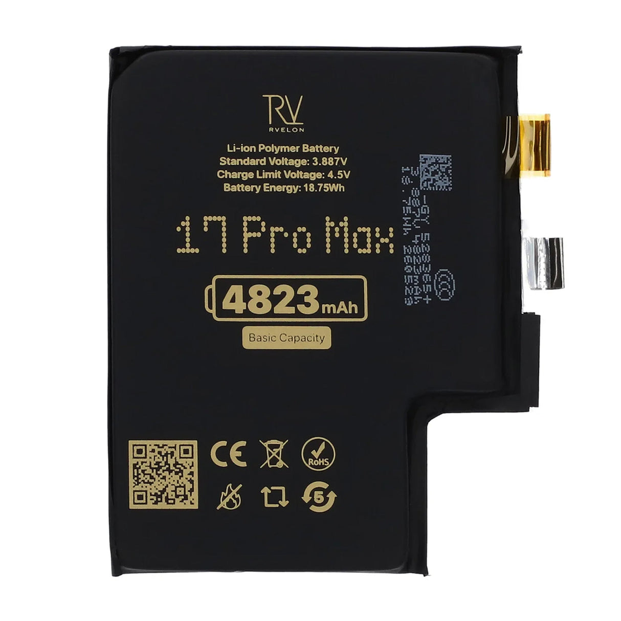Rvelon Batteri til iPhone 17 Pro Max 4823mAh uten flexkabel