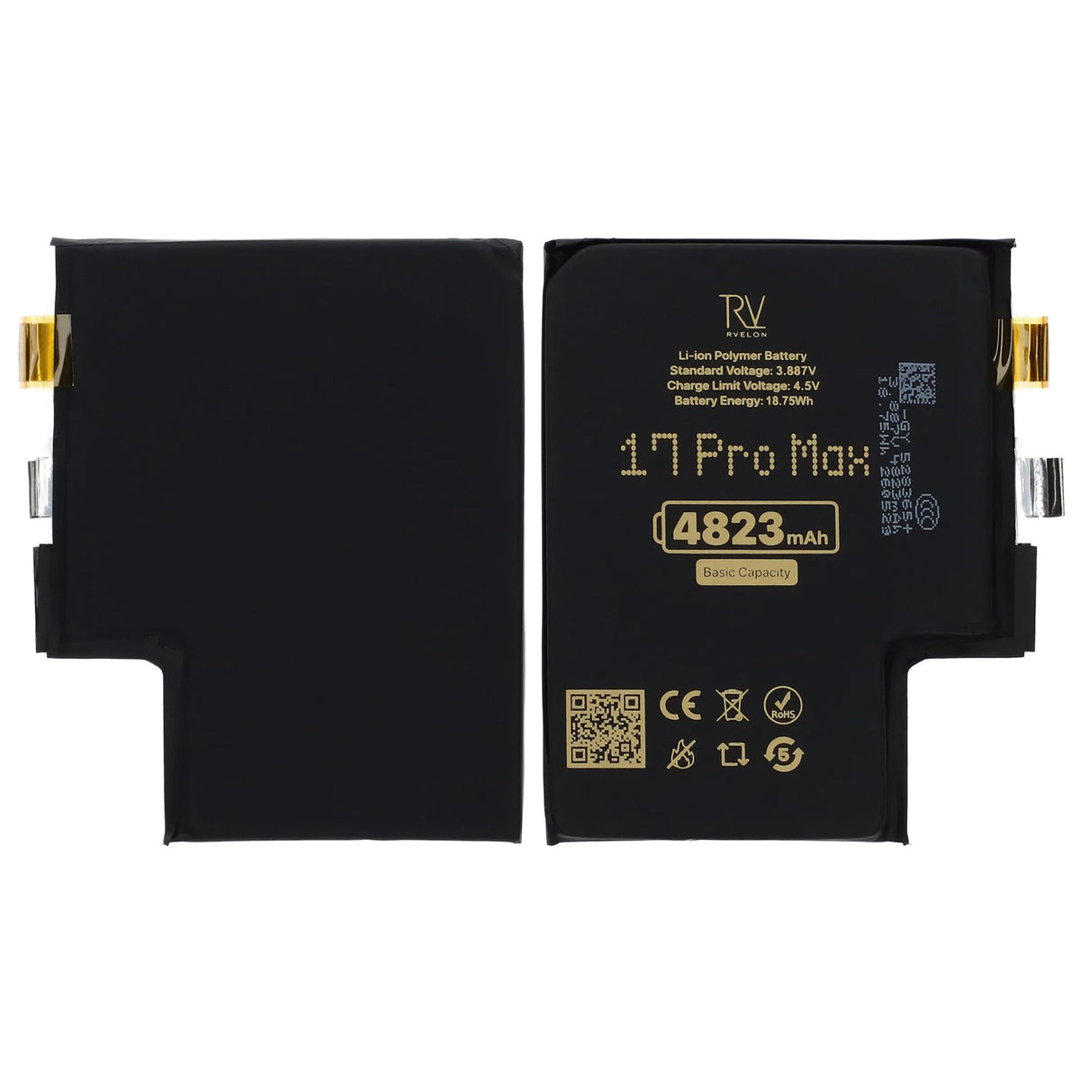 Rvelon Batteri til iPhone 17 Pro Max 4823mAh uten flexkabel