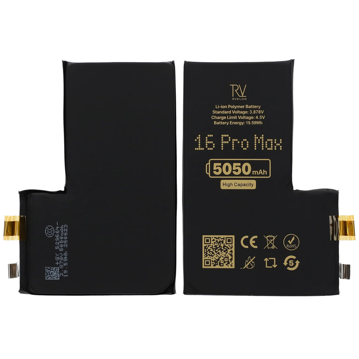 Rvelon Batteri til iPhone 16 Pro Max 5050mAh uten flexkabel