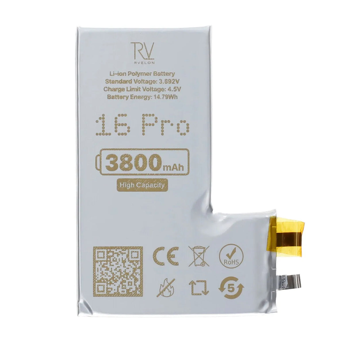 Rvelon Batteri til iPhone 16 Pro 3800mAh uten flexkabel